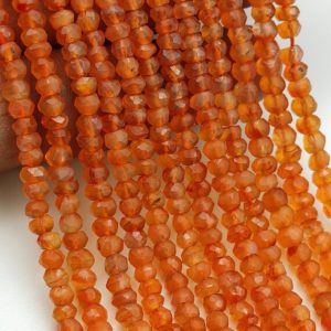 Shop Carnelian Rondelle Beads! Beautiful Natural Carnelian Faceted Rondelle shape Gemstone Beads,Carnelian Rondelle Beads,Carnelian Faceted Beads,3-4 MM Carnelian Beads | Natural genuine rondelle Carnelian beads for beading and jewelry making.  #jewelry #beads #beadedjewelry #diyjewelry #jewelrymaking #beadstore #beading #affiliate #ad