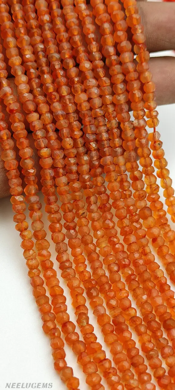 Natural Orange Carnelian Faceted Rondelle Shape Gemstone Beads,carnelian Micro Cut Faceted Beads,carnelian Beads For Jewelry Making Designs