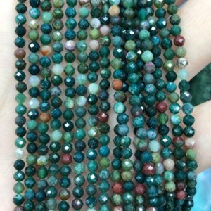 Shop Bloodstone Faceted Beads! Red Green Bloodstone Faceted Bead, Natural Gemstone Beads, Nice Cut Round Stone Beads 2mm 3mm 4mm 15'' | Natural genuine faceted Bloodstone beads for beading and jewelry making.  #jewelry #beads #beadedjewelry #diyjewelry #jewelrymaking #beadstore #beading #affiliate #ad