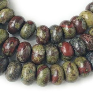 15.5" 5x8mm Dragon blood Jasper roundel/rondelle beads, semi-precious stone, natural dragon blood stone,green red stone FGLO | Natural genuine rondelle Bloodstone beads for beading and jewelry making.  #jewelry #beads #beadedjewelry #diyjewelry #jewelrymaking #beadstore #beading #affiliate #ad