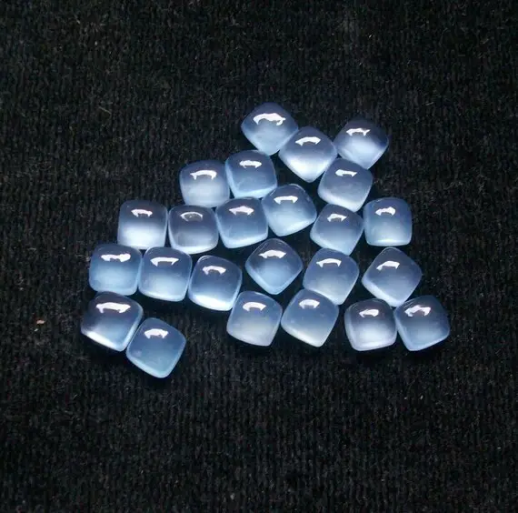 10 Pieces 6mm Blue Chalcedony Cabochon Cushion Gemstone - Blue Chalcedony Cushion Cabochon Gemstone - 6mm Blue Chalcedony Cabochon Gemstone