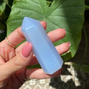 Shop Blue Chalcedony Points & Wands! blue chalcedony tower | Natural genuine stones & crystals in various shapes & sizes. Buy raw cut, tumbled, or polished gemstones for making jewelry or crystal healing energy vibration raising reiki stones. #crystals #gemstones #crystalhealing #crystalsandgemstones #energyhealing #affiliate #ad
