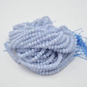 Shop Blue Lace Agate Beads! Grade A Natural Blue Lace Agate Semi-Precious Gemstone FACETED Rondelle Spacer Beads – 3mm x 5mm –  15" strand | Natural genuine beads Blue Lace Agate beads for beading and jewelry making.  #jewelry #beads #beadedjewelry #diyjewelry #jewelrymaking #beadstore #beading #affiliate #ad