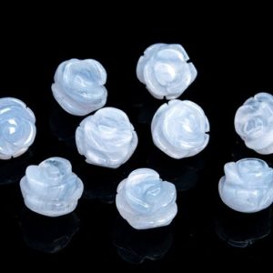 Shop Blue Lace Agate Bead Shapes! 5 Beads Blue Lace Agate Handcrafted Beads Rose Carved Genuine Natural Flower  Gemstone 8MM 10MM 12MM Bulk Lot Options | Natural genuine other-shape Blue Lace Agate beads for beading and jewelry making.  #jewelry #beads #beadedjewelry #diyjewelry #jewelrymaking #beadstore #beading #affiliate #ad