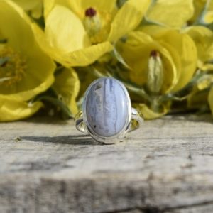 Blue Lace Agate Ring, Sterling Silver Ring, Oval Blue Agate, Oval Silver Ring, Boho Ring, Gemstone Ring, Statement Ring, Women Ring, Casual | Natural genuine Gemstone rings, simple unique handcrafted gemstone rings. #rings #jewelry #shopping #gift #handmade #fashion #style #affiliate #ad