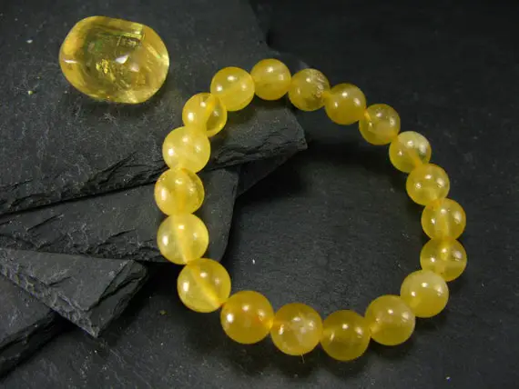 Yellow Calcite Genuine Bracelet ~ 7 Inches  ~ 10mm  Round Beads