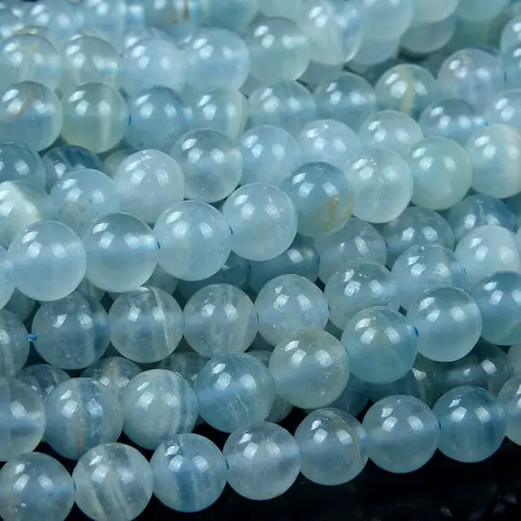 Rare Natural Argentina Lemurian Aquatine Calcite Light Blue Gemstone Grd Aaa Round 5mm 6mm 7mm 8mm 9mm 10mm 11mm 12mm 13mm Loose Beads (d92)