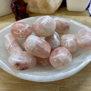 Shop Tumbled Calcite Crystals & Pocket Stones! Tumbled Strawberry Calcite Stones Gift Bag | Natural genuine stones & crystals in various shapes & sizes. Buy raw cut, tumbled, or polished gemstones for making jewelry or crystal healing energy vibration raising reiki stones. #crystals #gemstones #crystalhealing #crystalsandgemstones #energyhealing #affiliate #ad