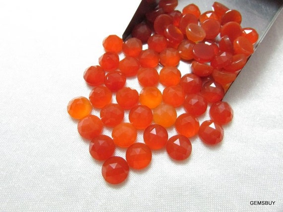 5 Pieces 10mm Or 12mm Carnelian Rosecut Round Cabochon Loose Gemstone, Carnelian Round Rosecut Cabochon Faceted Aaa Quality Gemstone