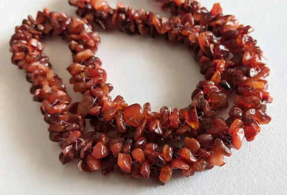4-7mm Carnelian Rough Chips, Carnelian Beaded Rope, Natural Carnelian Chips, Carnelian Necklace, 24 Inch (1strand To 5strands Option)-ant160