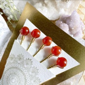 Shop Crystal Crowns & Tiaras! Carnelian Crystal Crown Hair Pin Set | Shop jewelry making and beading supplies, tools & findings for DIY jewelry making and crafts. #jewelrymaking #diyjewelry #jewelrycrafts #jewelrysupplies #beading #affiliate #ad