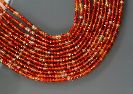 Carnelian Beads Rondelle Faceted, Aaa Quality Wholesale Carnelian Beads 15" Strand 4 Mm Carnelian Gemstone Beads