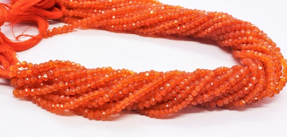 Carnelian Faceted Rondelle Beads Natural Faceted Gemstone 4-4.5mm Carnelian Rondelle Beads Carnelian Beads Strand Carnelian Wholesale Beads