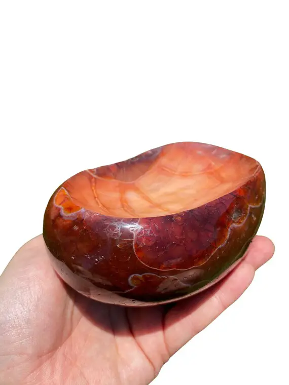 Carnelian Stone Bowl - Carved Carnelian Bowl - Unique Carnelian Crystal Bowl - Polished Carnelian Bowl - Carnelian Crystal Decor - #1