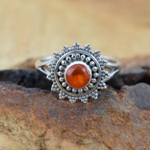 Shop Carnelian Jewelry! Red Carnelian 925 Sterling Silver Gemstone Jewelry ~ Flower Ring | Natural genuine Carnelian jewelry. Buy crystal jewelry, handmade handcrafted artisan jewelry for women.  Unique handmade gift ideas. #jewelry #beadedjewelry #beadedjewelry #gift #shopping #handmadejewelry #fashion #style #product #jewelry #affiliate #ad
