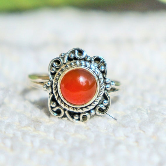 Stunning Natural Sterling Silver Carnelian Ring, Silver Ring, Gift For Her, Unique Gift Ring, Designer Ring, Gemstone Ring, Handmade Ring,