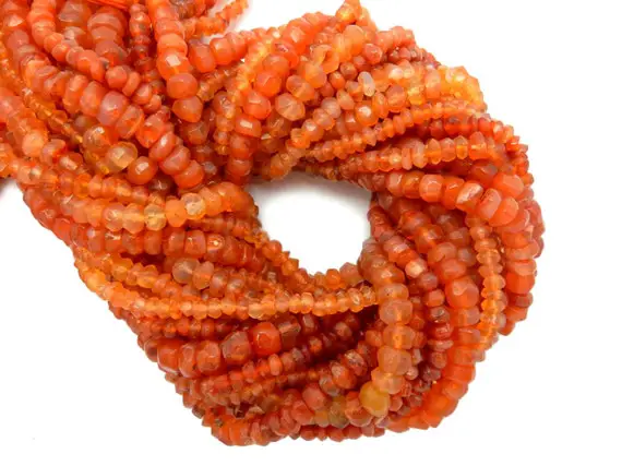 Carnelian Rondelle Beads-- One (1) Strand Of Gorgeous Orange Beads (s107b4-02)