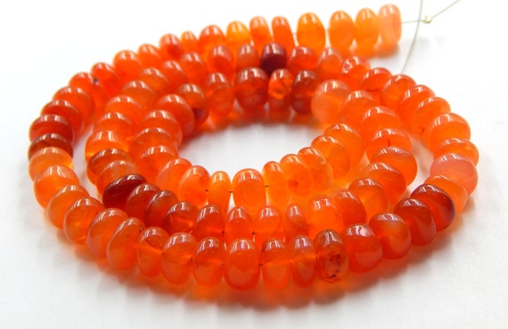 Carnelian Shaded Rondelle Shape Smooth Beads Size 6 To 10 Mm 8"inches Natural Carnelian Gemstone Wholesale Price