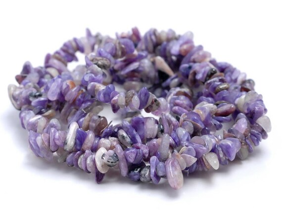6-7mm  Genuine Charoite Gemstone Pebble Nugget Chip Loose Beads 34 Inch  (80001745-a15)