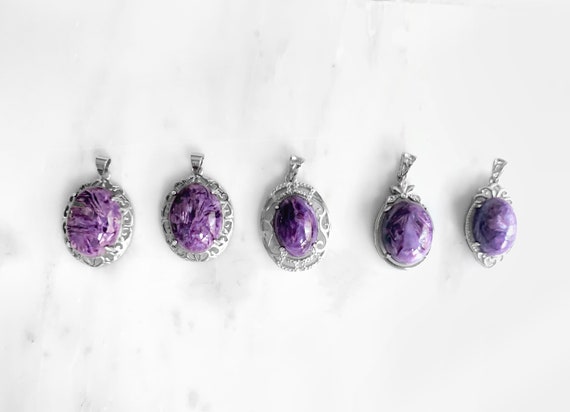 Violet Necklace, Charoite Necklace, Purple Boho Necklace, Dark Purple Necklace, Colorful Necklace, Purple Necklace