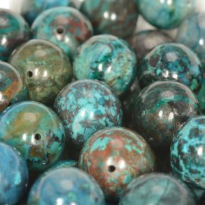 Shop Chrysocolla Round Beads! 14mm 100% Natural Shattuckite Chrysocolla Quantum Quattro Cuprite Green Blue Gemstone Grade AAA Round Loose Beads 4 Beads (80005764 H-880) | Natural genuine round Chrysocolla beads for beading and jewelry making.  #jewelry #beads #beadedjewelry #diyjewelry #jewelrymaking #beadstore #beading #affiliate #ad