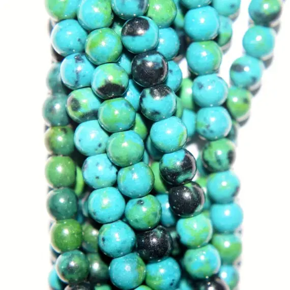Chrysocolla Beads - Round 4 Mm Gemstone Beads - Full Strand 16", 101 Beads - Reconstituted