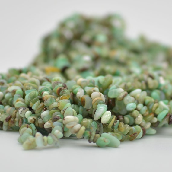 Natural Chrysoprase Semi-precious Gemstone Chips Nuggets Beads - 5mm - 8mm, 32" Strand