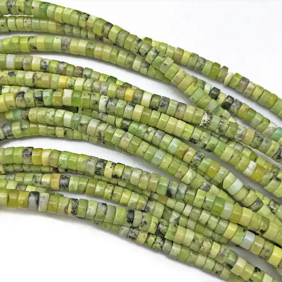 4x2mm Chrysoprase Heishi Beads, Gemstone Beads, Wholesale Beads