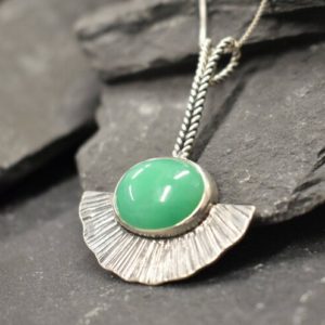 Shop Chrysoprase Pendants! Long Chrysoprase Pendant, Statement Pendant, Bohemian Pendant, Natural Chrysoprase, Solid Silver Pendant, Boho Pendant, Vintage Necklace | Natural genuine Chrysoprase pendants. Buy crystal jewelry, handmade handcrafted artisan jewelry for women.  Unique handmade gift ideas. #jewelry #beadedpendants #beadedjewelry #gift #shopping #handmadejewelry #fashion #style #product #pendants #affiliate #ad