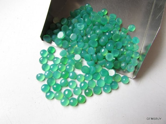 10 Pieces 4mm Chrysoprase Chalcedony Rosecut Round Loose Gemstone, Green Chrysoprase Chalcedony Round Rosecut Aaa Quality Gemstone
