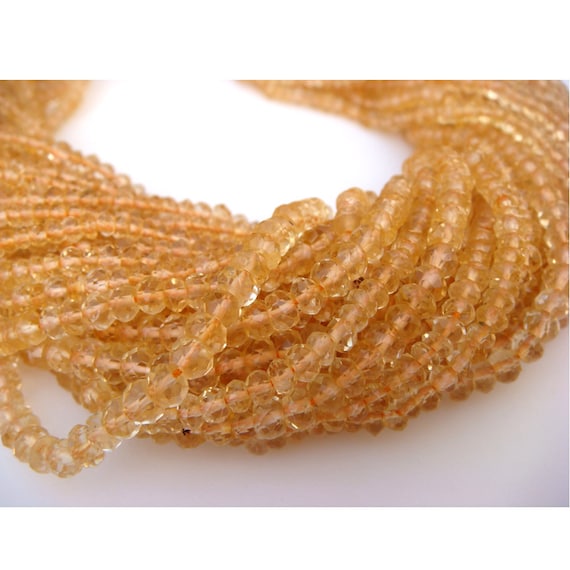 3mm Citrine Micro Faceted Rondelle Beads, Citrine Gem Stone Faceted Rondelle Beads, 13 Inch Citrine Israeli For Jewelry (1st To 5st Options)