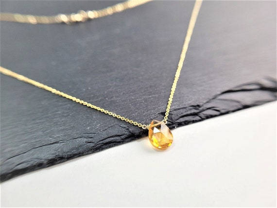 Genuine Citrine Necklace, November Birthstone/handmade Jewelry/ Simple Gold Necklace, Gemstone Necklace, Necklaces For Women, Gold Citrine