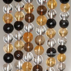 Shop Citrine Round Beads! 8mm Citrine Smoky Lemon Rock Crystal Mix Quartz Gemstone Round Loose Beads 7.5 inch Half Strand (90191791-B41-584) | Natural genuine round Citrine beads for beading and jewelry making.  #jewelry #beads #beadedjewelry #diyjewelry #jewelrymaking #beadstore #beading #affiliate #ad