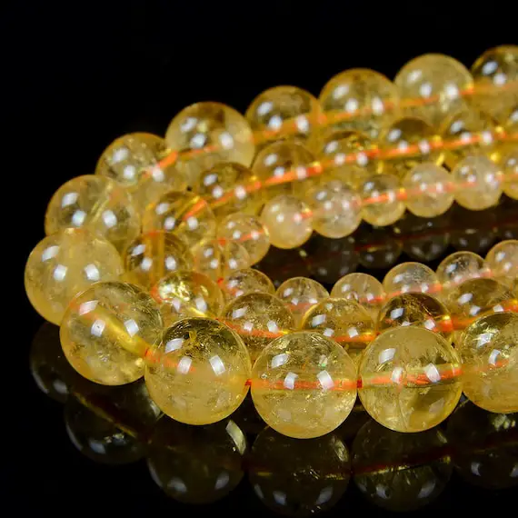 Citrine Gemstone Grade Aaa Orange Yellow Round 4mm 6mm 8mm 10mm 12mm Loose Beads (d12)