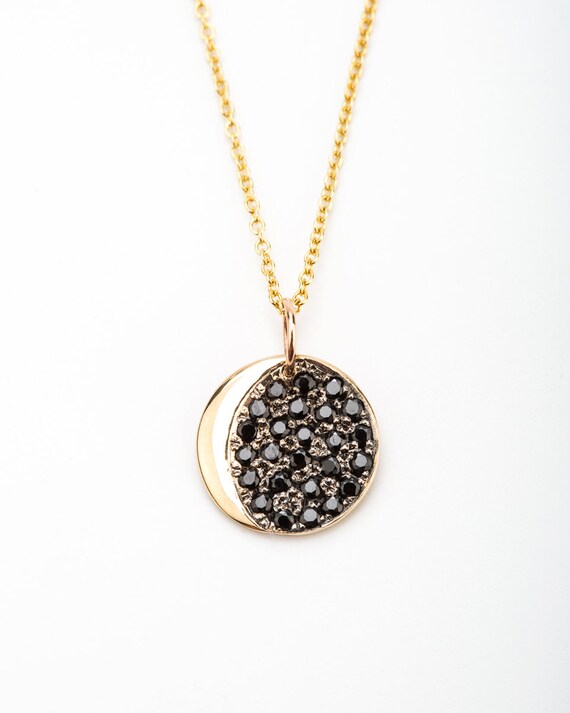 Black Diamond Crescent Necklace
