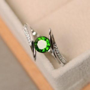 Shop Diopside Rings! Diopside ring, chrome diopside, sterling silver, wedding ring, green gemstone ring | Natural genuine Diopside rings, simple unique alternative gemstone engagement rings. #rings #jewelry #bridal #wedding #jewelryaccessories #engagementrings #weddingideas #affiliate #ad
