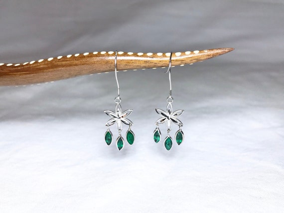 14k White Gold Earrings, Natural Emerald Earrings, Appraisal, Gemstone Earrings, Bridal Earrings, Wedding Earrings, Statement Earrings