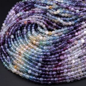 Shop Faceted Gemstone Beads! AAA Grade Gemmy Natural Multicolor Fluorite Faceted 4mm 6mmRound Beads Micro Laser Cut Purple Green Blue Gemstone Bead 16" Strand | Natural genuine faceted Gemstone beads for beading and jewelry making.  #jewelry #beads #beadedjewelry #diyjewelry #jewelrymaking #beadstore #beading #affiliate #ad