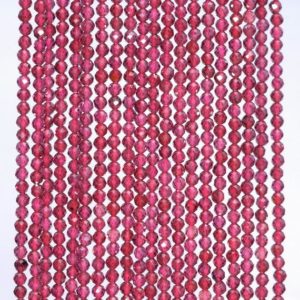 Shop Garnet Beads! 2mm Red Garnet Gemstone Grade AAA Micro Faceted Fine Round 2mm Loose Beads 15.5 inch Full Strand (90142371-344) | Natural genuine beads Garnet beads for beading and jewelry making.  #jewelry #beads #beadedjewelry #diyjewelry #jewelrymaking #beadstore #beading #affiliate #ad