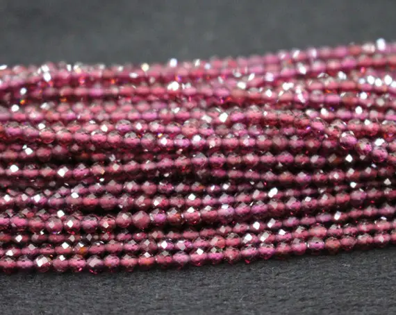 Natural Aaa Faceted Purple Garnet Round Beads,2mm 3mm  Faceted Purple Garnet Beads,one Strand 15"