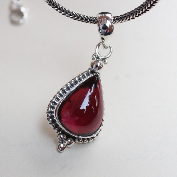 Garnet Necklace, Sterling Silver Handmade Necklace, Natural Red Garnet, Gift For Her, Wedding Jewelry, Almandine Garnet, Anniversary Gift