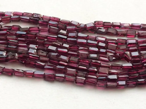 5mm Garnet Faceted Fancy Long Box Beads, Garnet Rectangle Beads, 13 In Natural Garnet For Necklace (1strand To 5strands Options) - Rama142