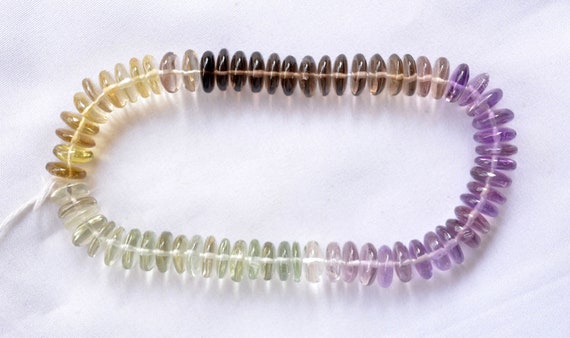 Multi Color Smooth Gemstone Beads, German Cut Beads, Amethyst/smoky/lemon Quartz/green Amethyst Beads, Necklace Beads, 8.5mm, 8 Inch Strand