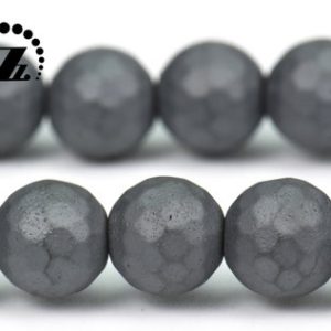 Shop Hematite Faceted Beads! Hematite matte faceted (128 faces) round beads, diy beads,gemstone, 6mm 8mm 10mm 12mm for Choice, 15" full strand | Natural genuine faceted Hematite beads for beading and jewelry making.  #jewelry #beads #beadedjewelry #diyjewelry #jewelrymaking #beadstore #beading #affiliate #ad