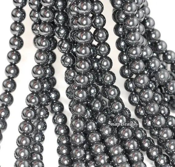 6mm Noir Black Hematite Gemstone Black Round 6mm Loose Beads 16 Inch Full Strand (90147920-147)