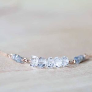 Shop Herkimer Diamond Necklaces! Delicate Quartz Crystal Necklace on Rose Gold Filled or Sterling Silver Chain, Herkimer Diamond Type Crystal Necklace, April Birthstone | Natural genuine Herkimer Diamond necklaces. Buy crystal jewelry, handmade handcrafted artisan jewelry for women.  Unique handmade gift ideas. #jewelry #beadednecklaces #beadedjewelry #gift #shopping #handmadejewelry #fashion #style #product #necklaces #affiliate #ad