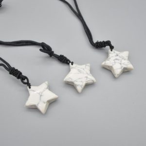 Shop Howlite Pendants! Natural White Howlite Semi-precious Gemstone Star Pendant  –  3cm – 1 count | Natural genuine Howlite pendants. Buy crystal jewelry, handmade handcrafted artisan jewelry for women.  Unique handmade gift ideas. #jewelry #beadedpendants #beadedjewelry #gift #shopping #handmadejewelry #fashion #style #product #pendants #affiliate #ad