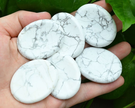 Natural Howlite Worry Stone,healing Worry Stone,chakra Worry Stone,size 35x45mm