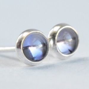 Shop Iolite Jewelry! iolite 4mm sterling silver stud earrings pair | Natural genuine Iolite jewelry. Buy crystal jewelry, handmade handcrafted artisan jewelry for women.  Unique handmade gift ideas. #jewelry #beadedjewelry #beadedjewelry #gift #shopping #handmadejewelry #fashion #style #product #jewelry #affiliate #ad