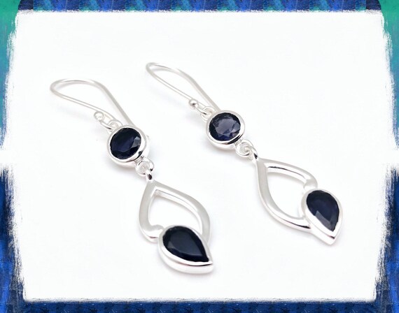 Iolite Earrings Sterling Silver - Purple Iolite Earrings - Iolite Silver Earrings -- Iolite Jewelry